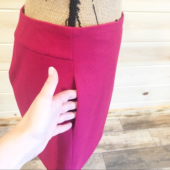 J Crew Fuchsia Wool Skirt Pockets Sz 4 Back Zip - Picture 3 of 5